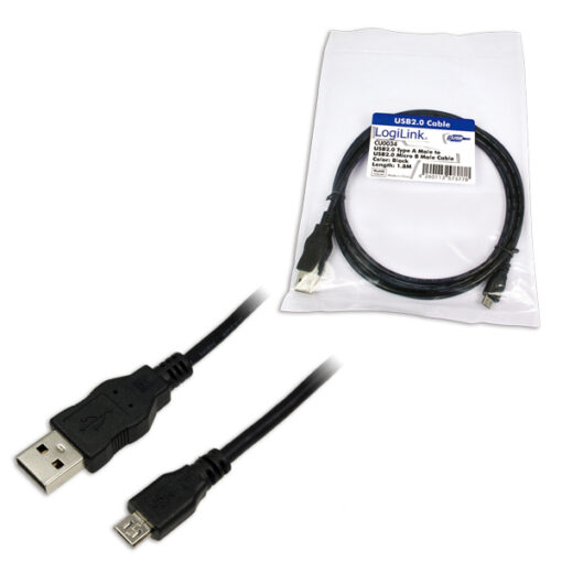 LogiLink USB 2.0 Cable USB-A male - micro USB-B male 1.8m (CU0034) - Image 2