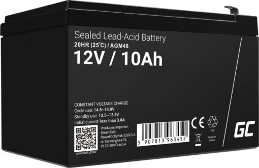 Green Cell με Χωρητικότητα 10Ah και Τάση 12V AGM48 1τμχ