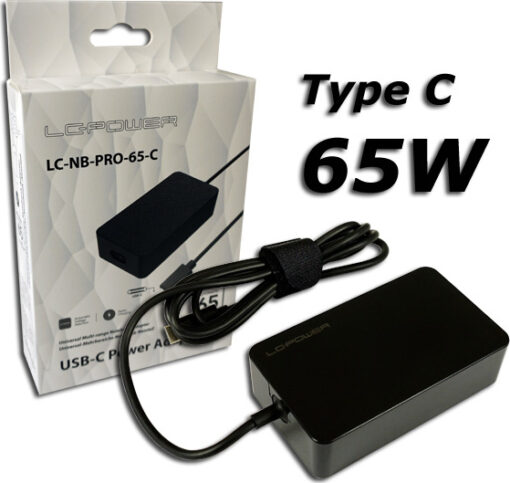 LC-Power USB-C Universal Φορτιστής Laptop 65W 20V 3.25A χωρίς Καλώδιο Τροφοδοσίας