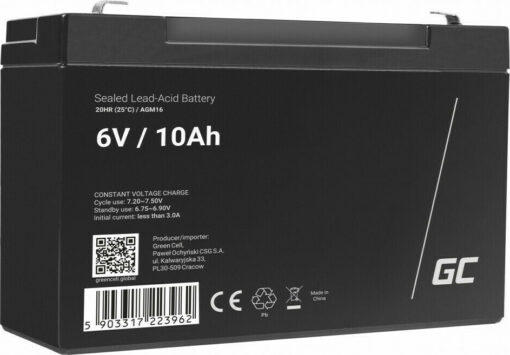 Green Cell με Χωρητικότητα 10Ah και Τάση 6V AGM16 1τμχ