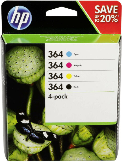 HP 364 Γνήσιο Πακέτο 4 Μελανιών Εκτυπωτή InkJet Κίτρινο / Κυανό / Ματζέντα / Μαύρο (N9J73AE)