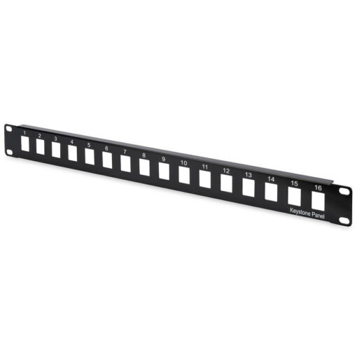 Digitus Patch Panel Keystone για Rack 1U 19" 16 Θυρών Μαύρο