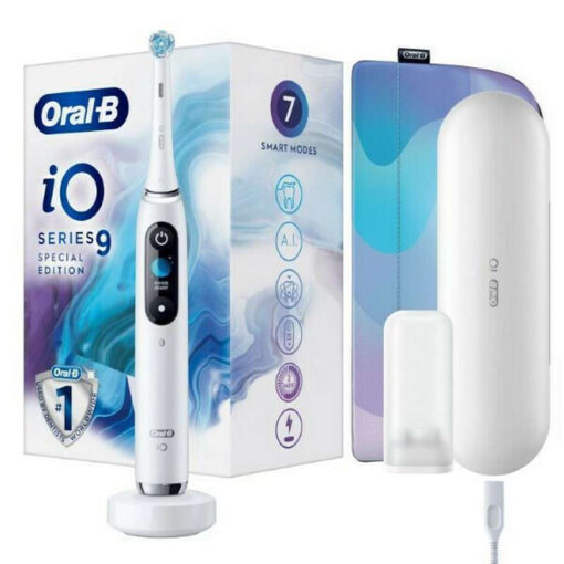 Braun iO Series 9 Special Edition Ηλεκτρική Οδοντόβουρτσα με Χρονομετρητή, Αισθητήρα Πίεσης και Θήκη Ταξιδίου White Alabaster