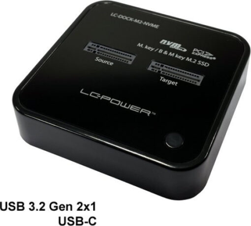 LC-Power Docking Station για 2 Σκληρούς Δίσκους PCIe/SATA M.2 (2230)" / M.2 (2242)" / M.2 (2260)" / M.2 (2280)" με σύνδεση USB 3.2 (LC-DOCK-M2-NVME)