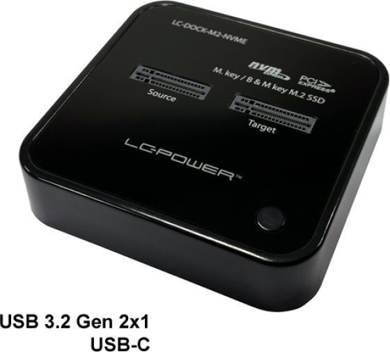 LC-Power Docking Station για 2 Σκληρούς Δίσκους PCIe/SATA M.2 (2230)" / M.2 (2242)" / M.2 (2260)" / M.2 (2280)" με σύνδεση USB 3.2 (LC-DOCK-M2-NVME)