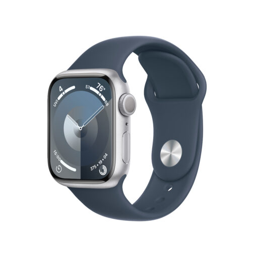 Apple Watch Series 9 41mm Silver με Storm Blue Sport Band (S/M)