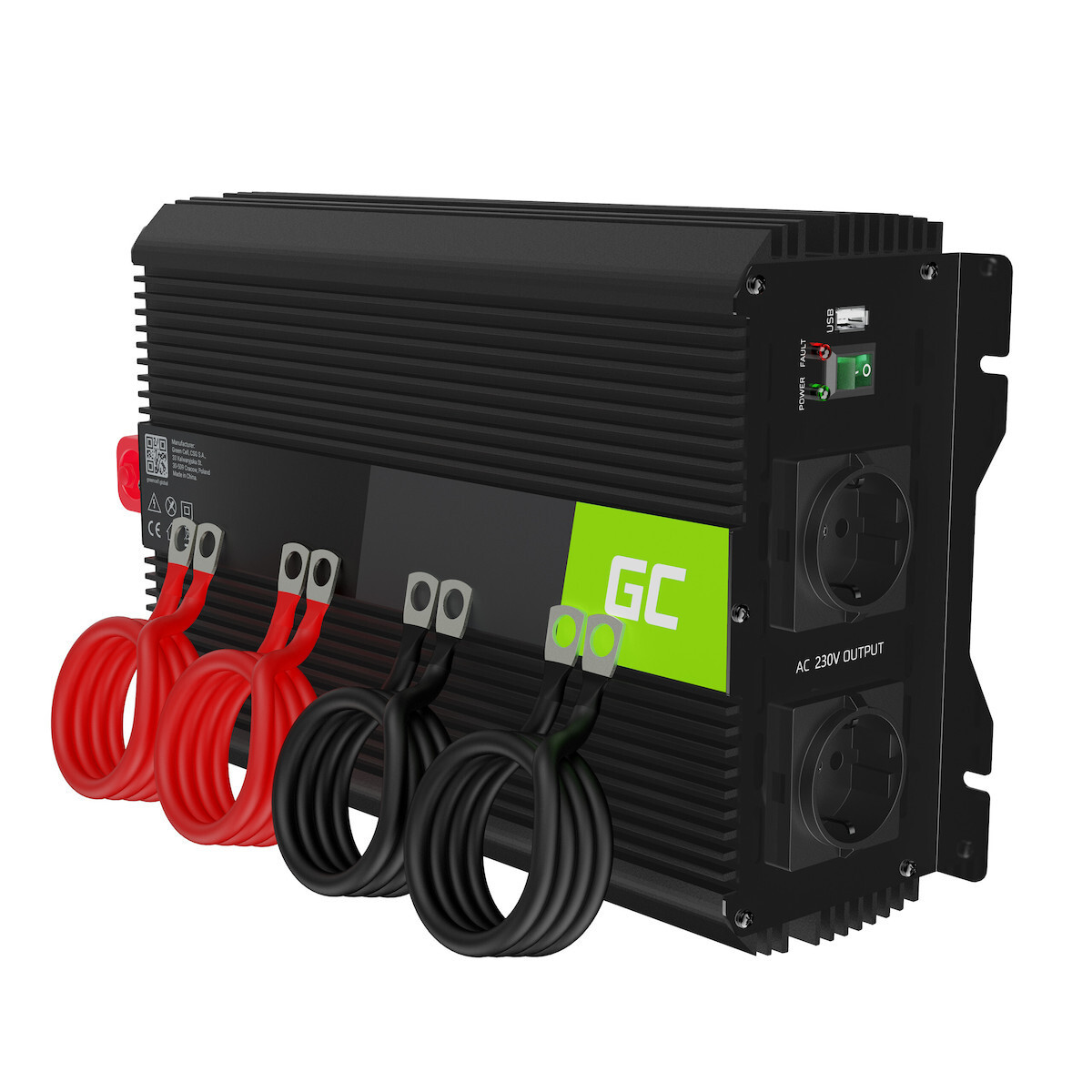 Green Cell Inverter Αυτοκινήτου Τροποποιημένου Ημιτόνου 3000W για Μετατροπή 12V DC σε 230V AC με 1xUSB