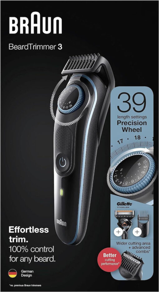 Braun Beard Trimmer 3 Σετ Κουρευτικής Μηχανής Black/Blue BT3240 - Image 3