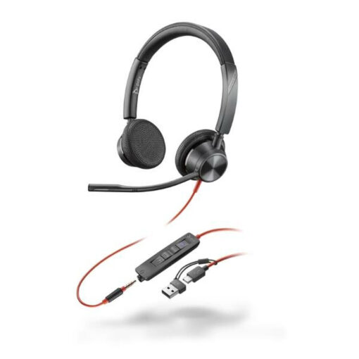Poly BlackWIRE 3325 ST MS On Ear Multimedia Ακουστικά με μικρόφωνο και σύνδεση 3.5mm Jack / USB-C
