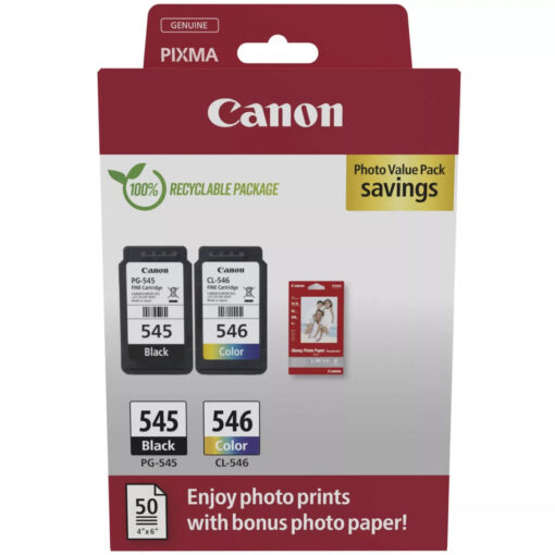 Canon Pg-545 Cl-546 Γνήσιο Photo Value Pack με 1 Μελάνι InkJet Μαύρο (8287B008)