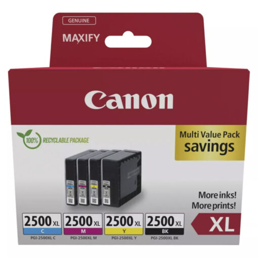 Canon PGI-2500XL Γνήσιο Πακέτο 4 Μελανιών Εκτυπωτή InkJet Κίτρινο / Κυανό / Ματζέντα / Μαύρο (9254B010)