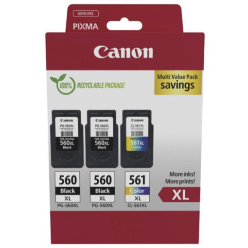 Canon 2x PG-560 / 1x CL-561 Γνήσιο Πακέτο 3 Μελανιών Εκτυπωτή InkJet Μαύρο / Πολλαπλό (Color) (3712C009)