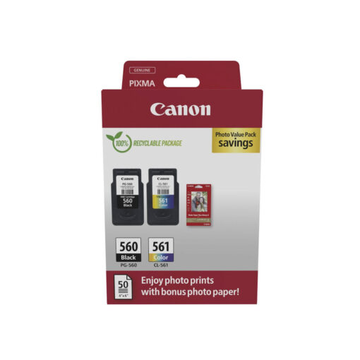 Canon PG-560/CL-561 Γνήσιο Photo Value Pack με 2 Μελάνια Εκτυπωτή InkJet Κίτρινο / Κυανό / Ματζέντα / Μαύρο (3713C008)