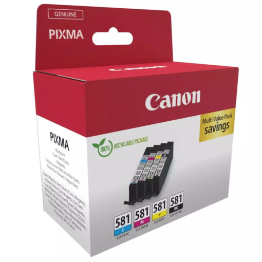 Canon CLI-581 Γνήσιο Πακέτο 4 Μελανιών Εκτυπωτή InkJet Κίτρινο / Κυανό / Ματζέντα / Μαύρο (2103C007)