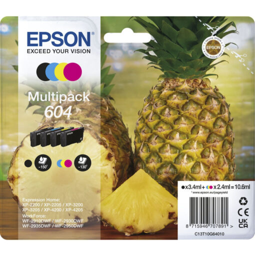 Epson 604 Γνήσιο Πακέτο 4 Μελανιών Εκτυπωτή InkJet Κίτρινο / Κυανό / Ματζέντα / Μαύρο (C13T10G64010)