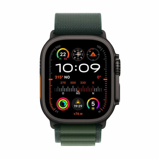 Apple Watch Ultra 2 2024 49mm Black με Dark Green Alpine Loop - Medium