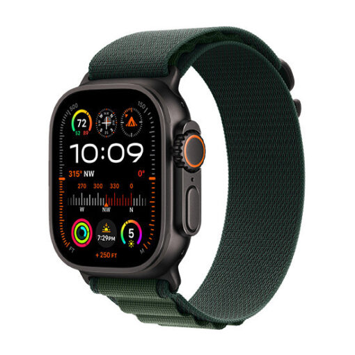 Apple Watch Ultra 2 2024 49mm Black με Dark Green Alpine Loop - Medium
