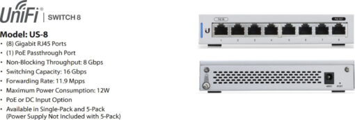 Ubiquiti Unifi Switch 8 Managed L2 PoE+