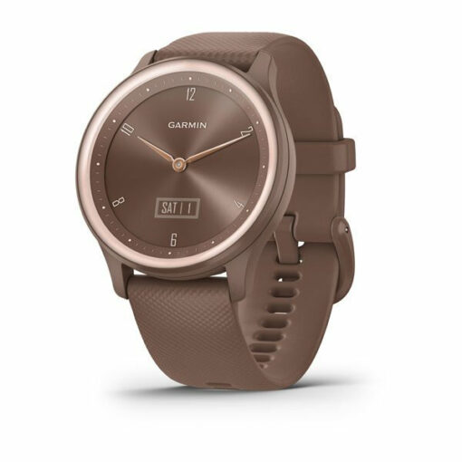 Garmin Vivomove Sport 40mm Cocoa Case and Silicone Band with Peach Gold Accents - Image 2