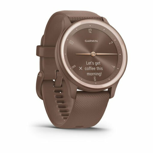 Garmin Vivomove Sport 40mm Cocoa Case and Silicone Band with Peach Gold Accents - Image 3