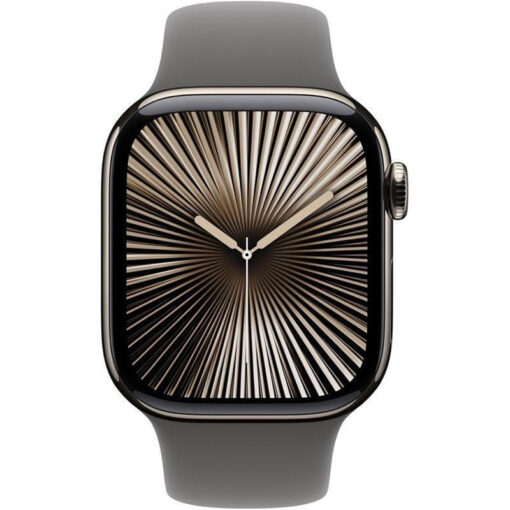 Apple Watch Series 10 Cellular 42mm Natural Titanium Case With Stone Grey Sport Band - Image 2