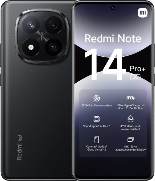 Xiaomi Redmi Note 14 Pro+ 5G Dual SIM (8GB/256GB) Midnight Black