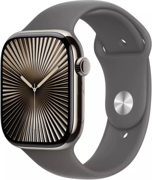 Apple Watch Series 10 Cellular 42mm Natural Titanium Case With Stone Grey Sport Band