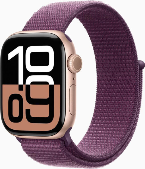 Apple Watch Series 10 Cellular 42mm Rose Gold με Plum Sport Loop