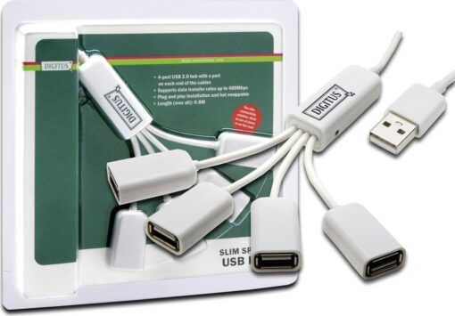 Digitus USB 2.0 Hub 4 Θυρών με σύνδεση USB-A Λευκό - Image 2