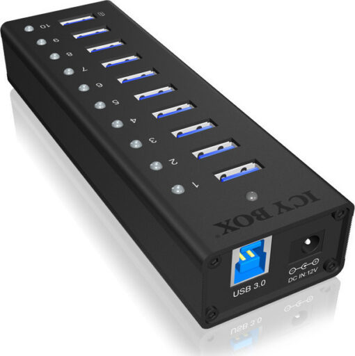 Icy Box USB 3.0 Hub 10 Θυρών με σύνδεση USB-A & Θύρα Φόρτισης και Εξωτερική Παροχή Ρεύματος - Image 3