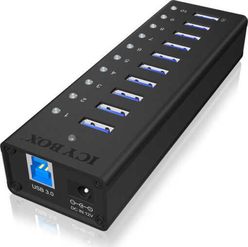 Icy Box USB 3.0 Hub 10 Θυρών με σύνδεση USB-A & Θύρα Φόρτισης και Εξωτερική Παροχή Ρεύματος - Image 2