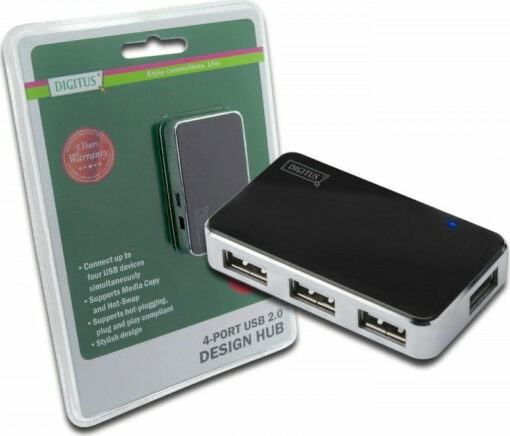 Digitus USB 2.0 Hub 4 Θυρών με σύνδεση USB-A και Εξωτερική Παροχή Ρεύματος - Image 2