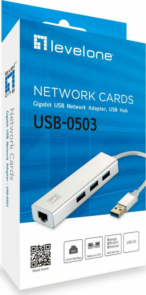 Level One USB 3.0 Hub 3 Θυρών με σύνδεση USB-A / Ethernet Ασημί - Image 4