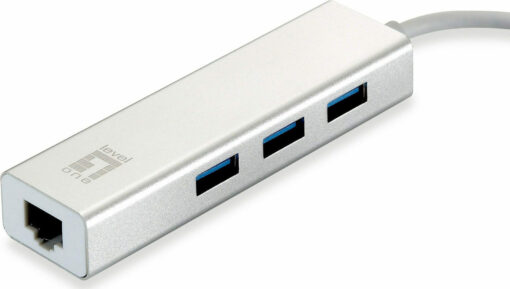 Level One USB 3.0 Hub 3 Θυρών με σύνδεση USB-A / Ethernet Ασημί - Image 2