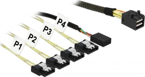 DeLock Mini SAS - 4x 7-Pin SATA II / 8 pin Cable 1m Πράσινο (85732)