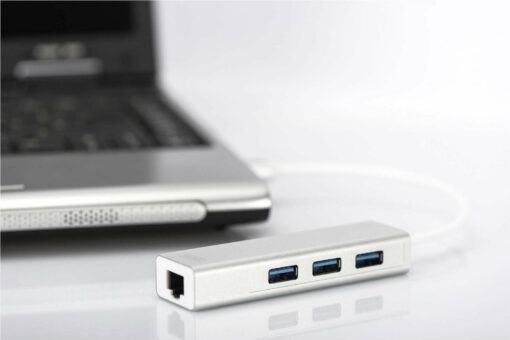 Digitus USB 3.0 Hub 3 Θυρών με σύνδεση USB-A / Ethernet Ασημί - Image 3