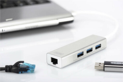 Digitus USB 3.0 Hub 3 Θυρών με σύνδεση USB-A / Ethernet Ασημί - Image 5