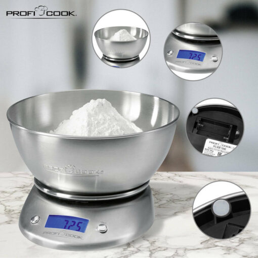 Profi Cook PC-KW 1040 Ψηφιακή Ζυγαριά Κουζίνας με Κάδο 1gr/5kg Inox - Image 3