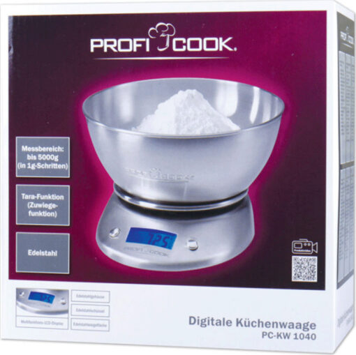 Profi Cook PC-KW 1040 Ψηφιακή Ζυγαριά Κουζίνας με Κάδο 1gr/5kg Inox - Image 4