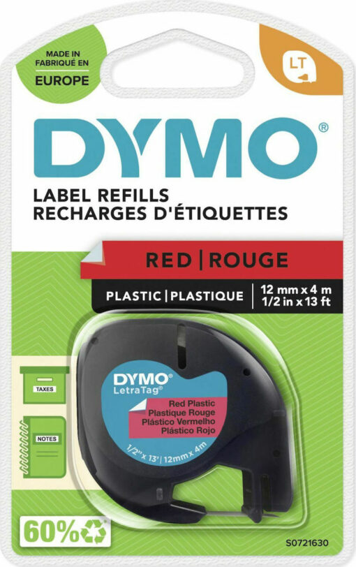 Dymo 91203 Ταινία Ετικετογράφου 4m x 12mm σε Κόκκινο Χρώμα - Image 4