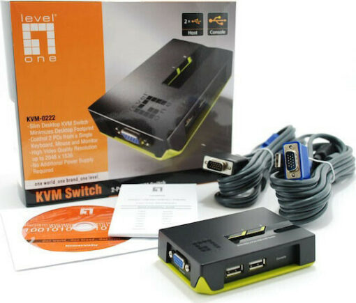 Level One KVM-0222 2 PC VGA+USB Black Edition - Image 5