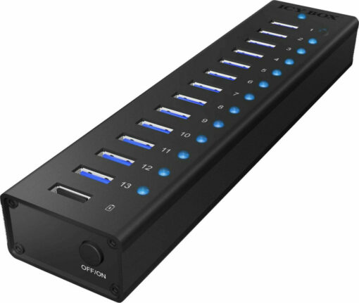 Icy Box USB 3.0 Hub 13 Θυρών με σύνδεση USB-A & Θύρα Φόρτισης και Εξωτερική Παροχή Ρεύματος