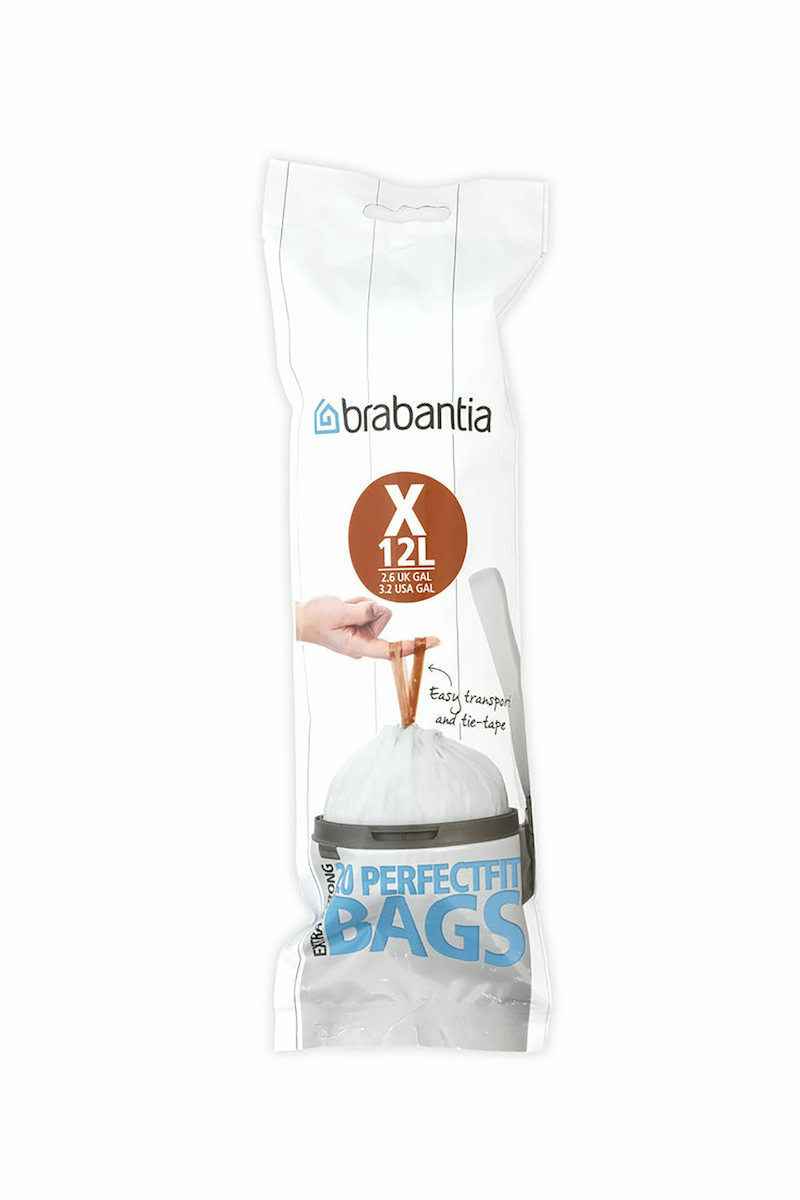 Brabantia Σακούλες Απορριμάτων Χωρητικότητας 12lt με Κορδόνι Type X 20τμχ Λευκές