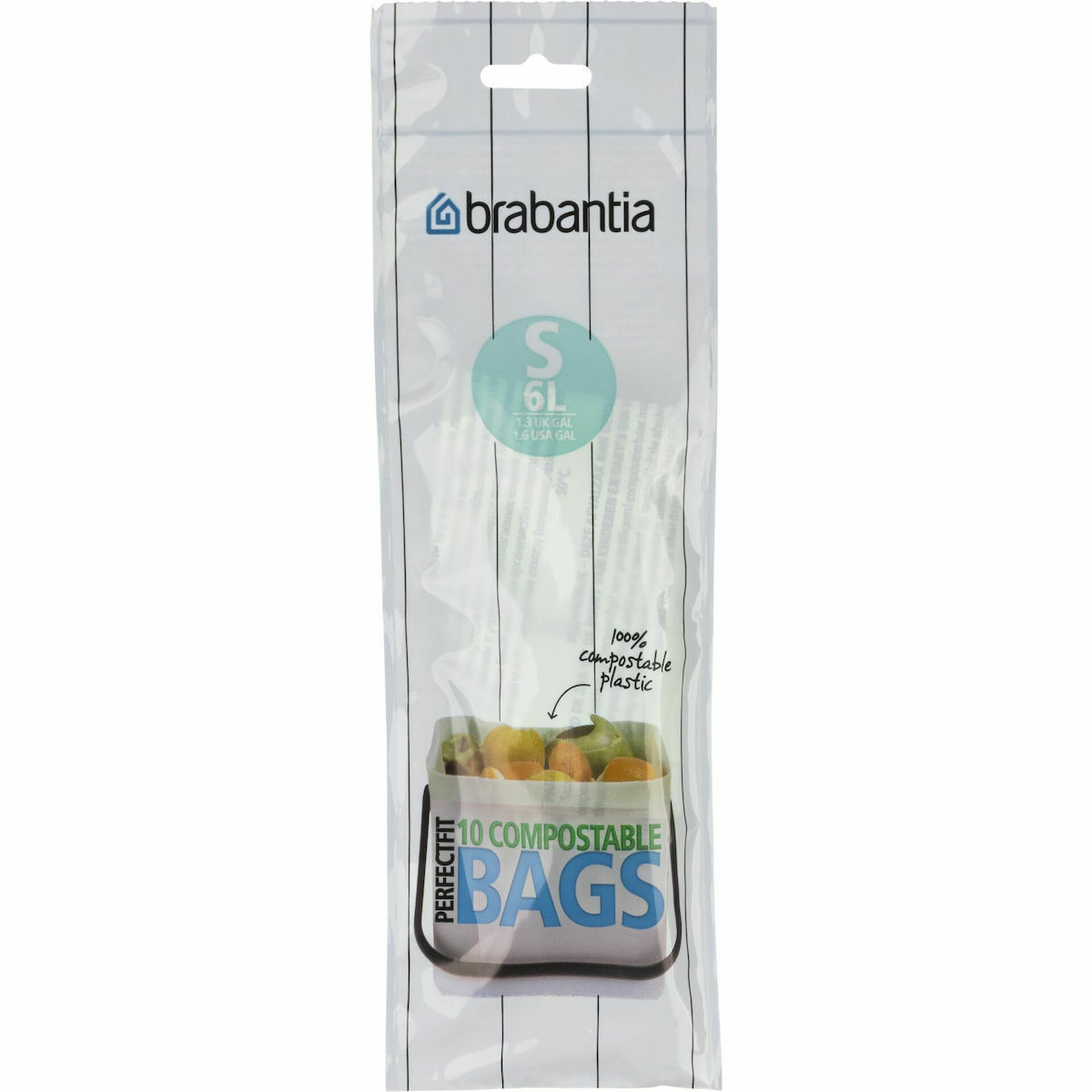 Brabantia Βιοδιασπώμενες Σακούλες Απορριμάτων Χωρητικότητας 6lt Type S 10τμχ Λευκές