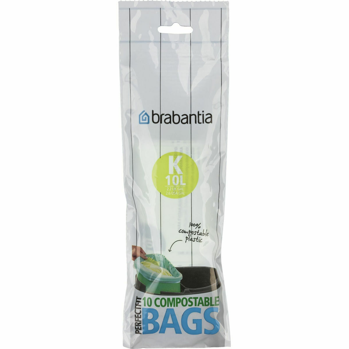 Brabantia Σακούλες Απορριμάτων για τον Κήπο Χωρητικότητας 10lt Type K 10τμχ Διάφανες
