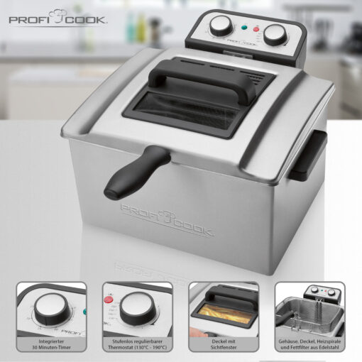 Profi Cook PC-FR 1038 Φριτέζα 5lt Ασημί - Image 6