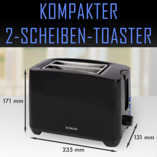 Bomann Φρυγανιέρα 2 Θέσεων 750W Μαύρη - Image 2