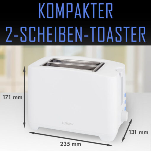 Bomann Φρυγανιέρα 2 Θέσεων 750W Λευκή - Image 2