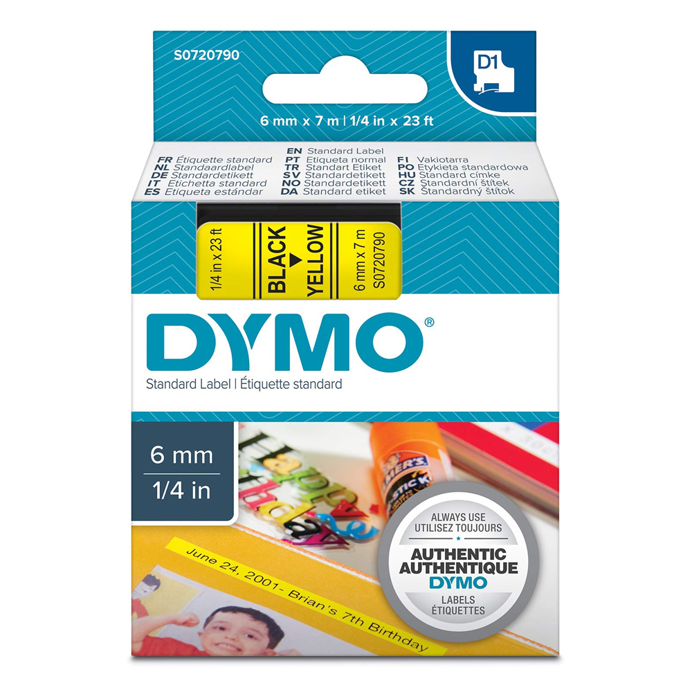 Dymo 43618 Ταινία Ετικετογράφου 7m x 6mm σε Μαύρο Χρώμα