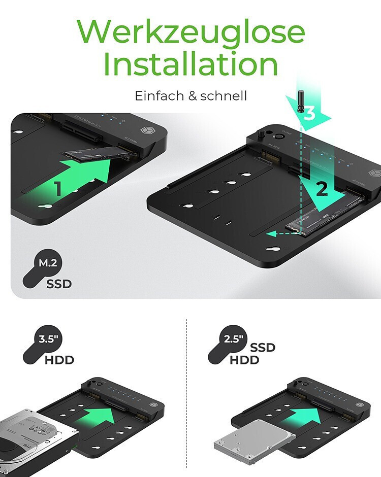 Icy Box Docking Station για 2 Σκληρούς Δίσκους SATA 2.5" / 3.5" / M.2 (2230)" / M.2 (2242)" / M.2 (2260)" / M.2 (2280)" με σύνδεση USB 3.2 (IB-2915MSCL-C31) - Image 5
